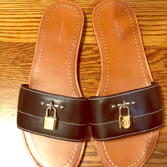louis vuitton lock it mule sandals